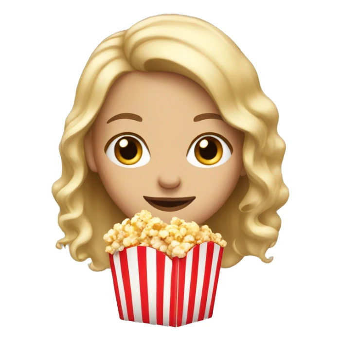 Blonde girl with a popcorn sticker