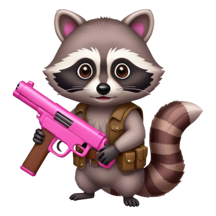 Raccoon holding a pink gun sticker