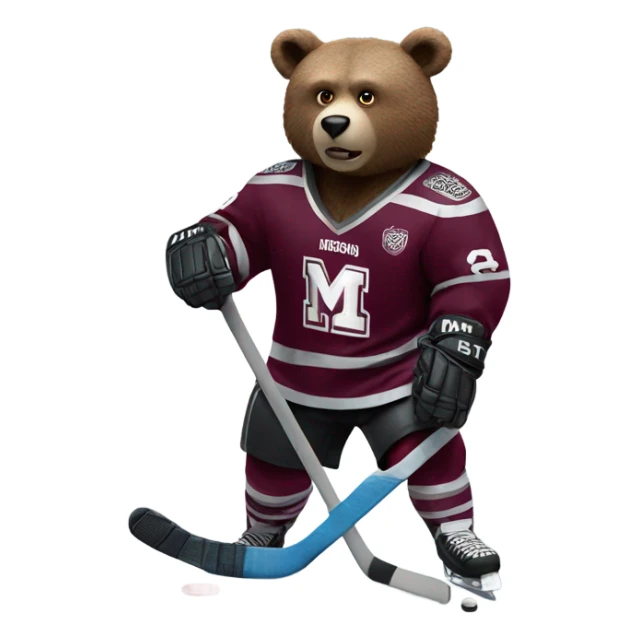 Bear playing hockey maroon jersey “Missouri state” sticker