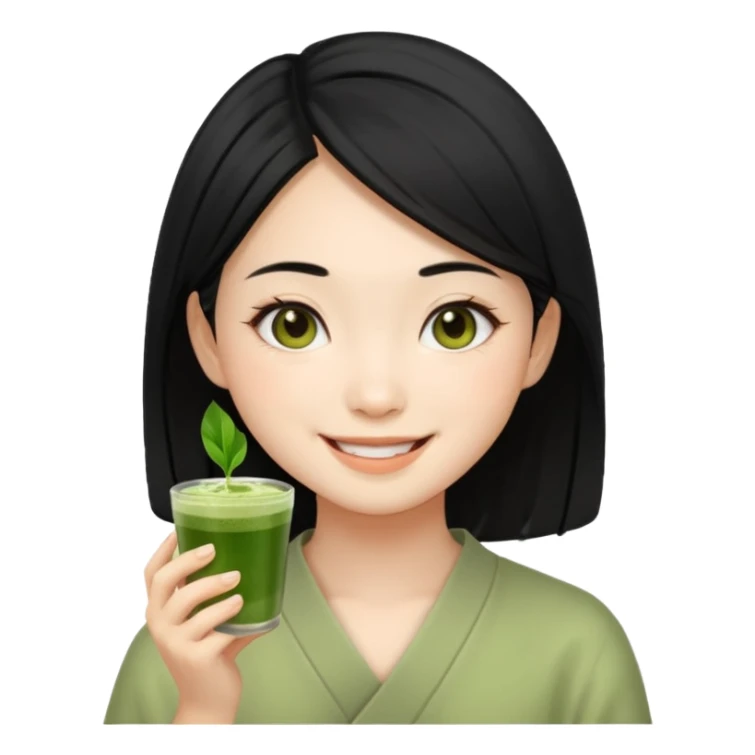 make an asian girl that loves matcha sticker