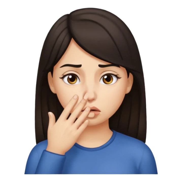 girl touching her for bad smell sticker