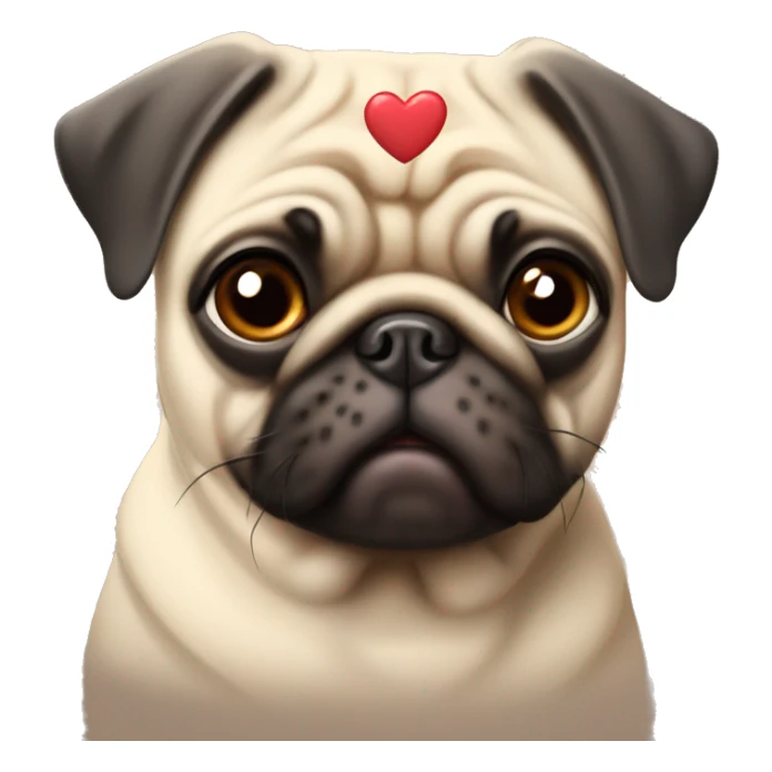 pug with hearts on his head sticker