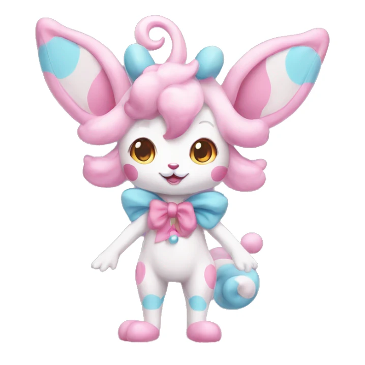 Kawaii Pastel Clown Sylveon Full Body sticker