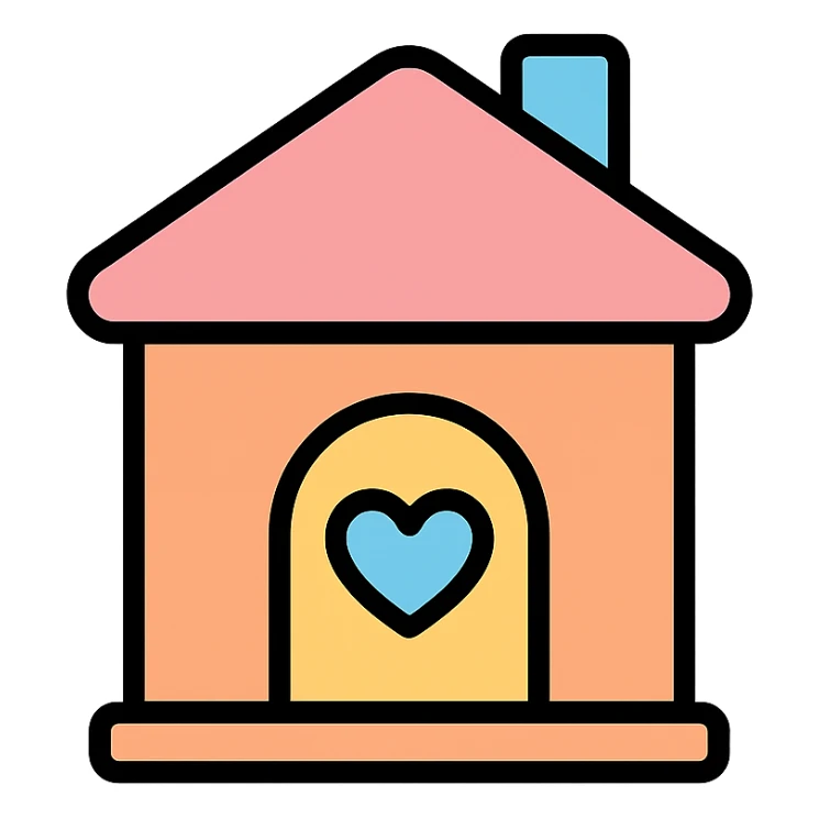 vector icon of a baby house in pastel flat design, rounded corners, white background, minimal icon style sticker