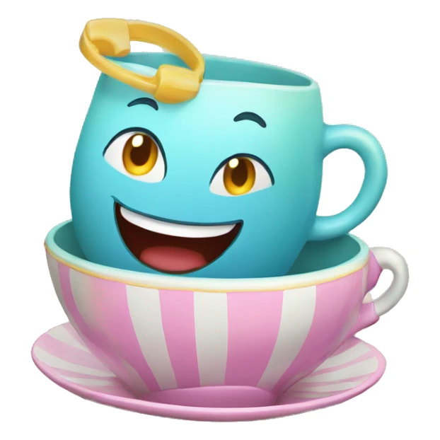 teacups spinning ride in amusement park sticker