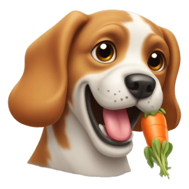 Dog with a carrot in its mouth sticker