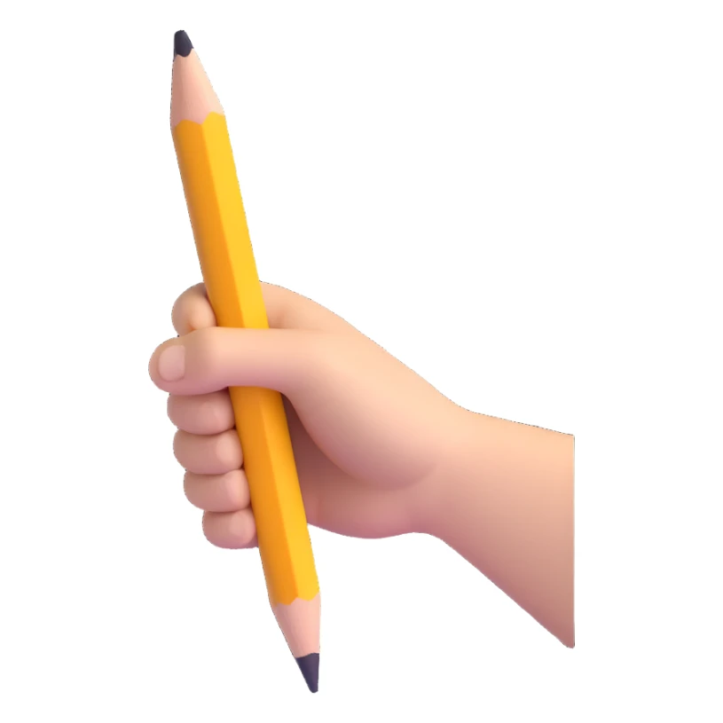 mano sosteniendo un lápiz, 3D emoji style sticker