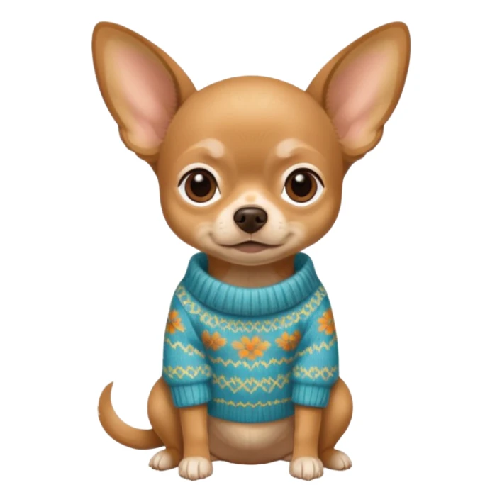 All Tan chihuahua sitting wearing a sweater sticker