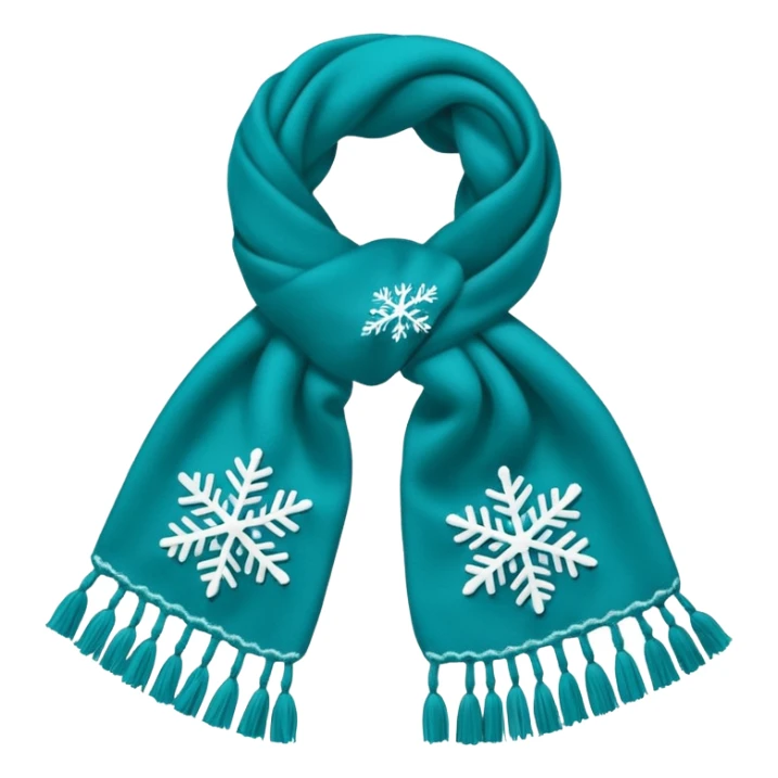 Realistic teal and white snowflake winter scarf isolated. sticker