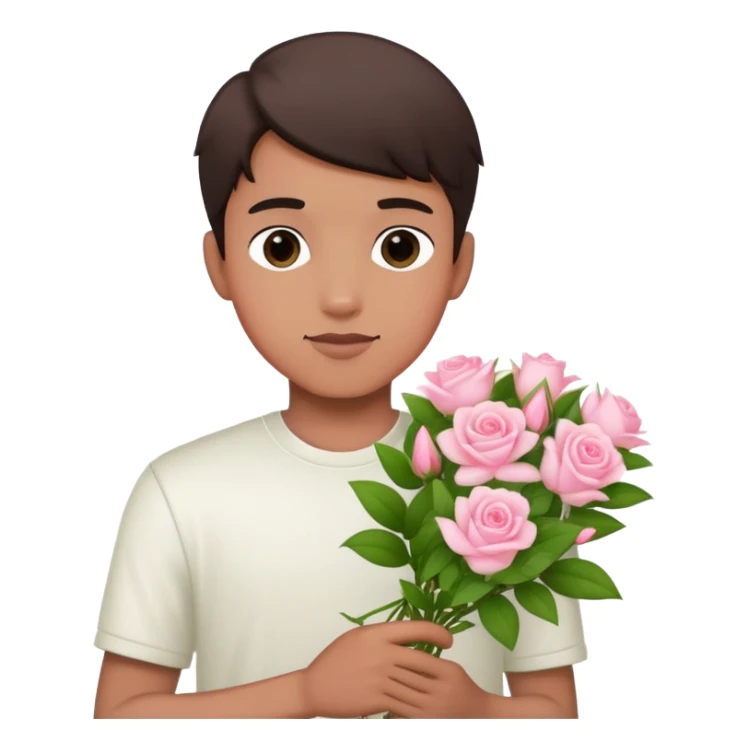Cool boy holding a bouquet of pink jasmine roses sticker
