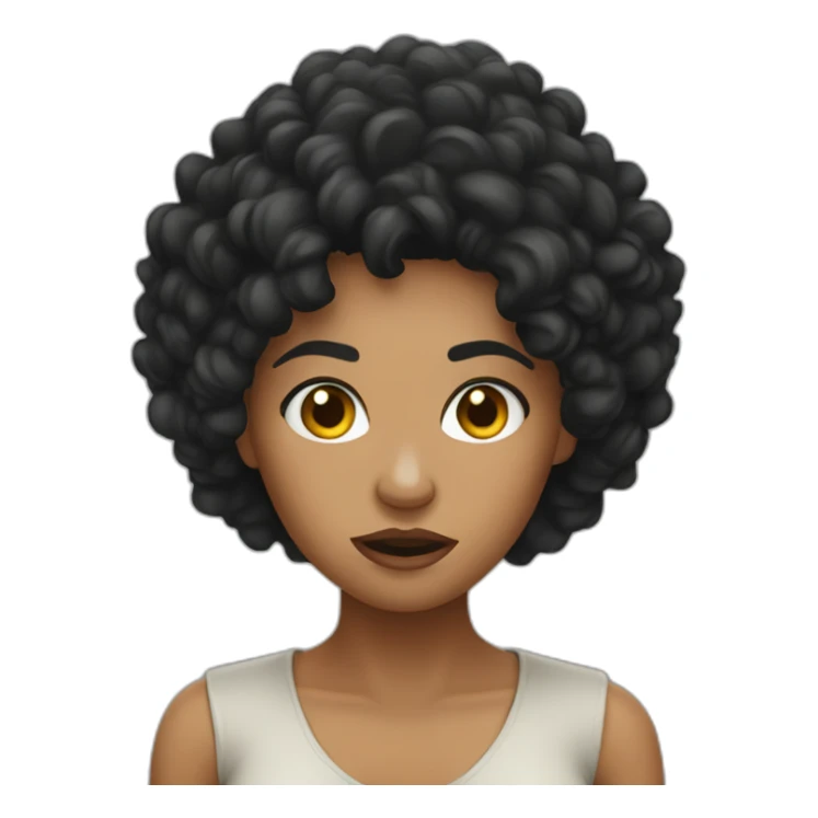 angry jungle lady black curly hair sticker