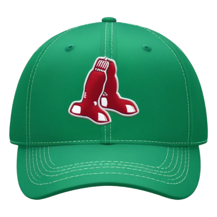 White Boston Red Sox’s logo on a light green hat sticker