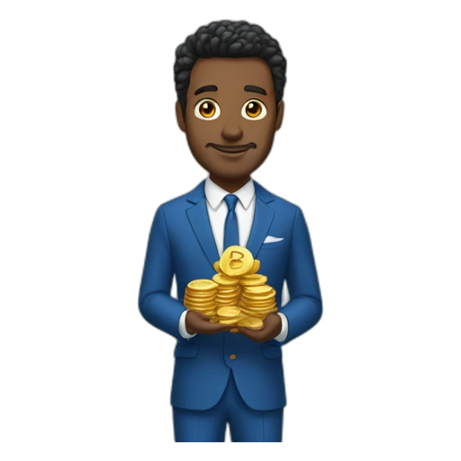 Posh-man-with-blue-suit-holding-gold sticker