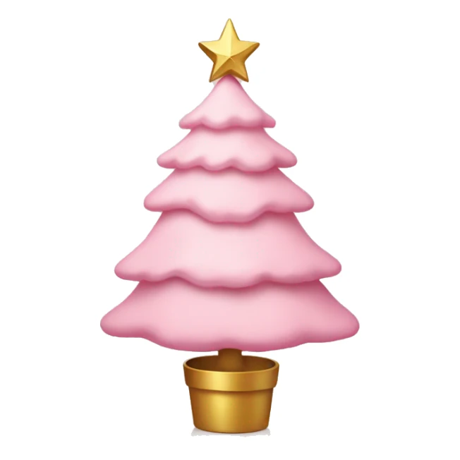 A baby pink Christmas tree with a gold star on top sticker