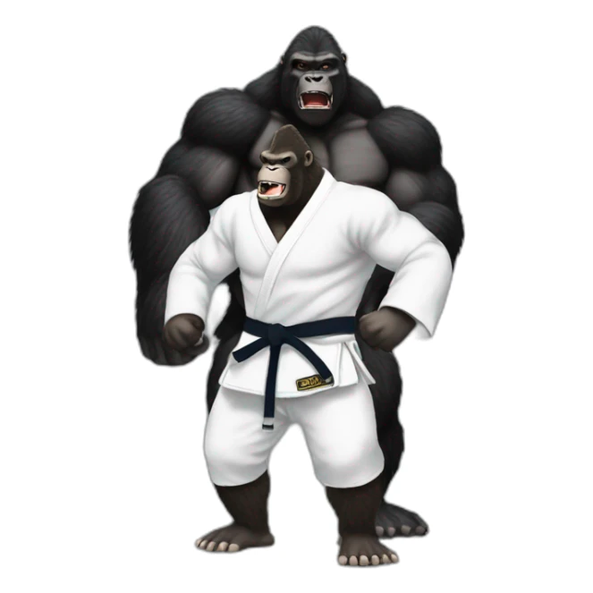 King Kong fighting Godzilla wearing BJJ gi  sticker