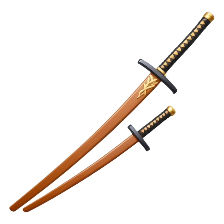 samurai training wooden sword object icon, traditional bokken, smooth polished wood, katana shape, simple guard, 3D cartoon, mobile game icon style, centered, clean background, soft shadow, no text, no watermark
 sticker
