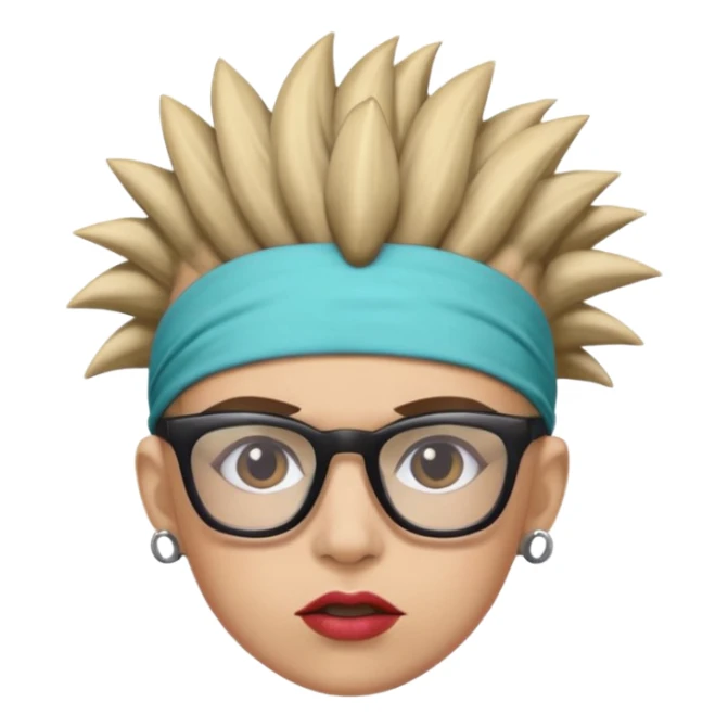 extreme mohawk person face headband glassess excessive makeup sticker