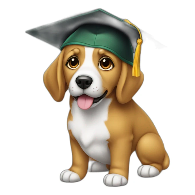 perrito con gorro de graduación verde sticker