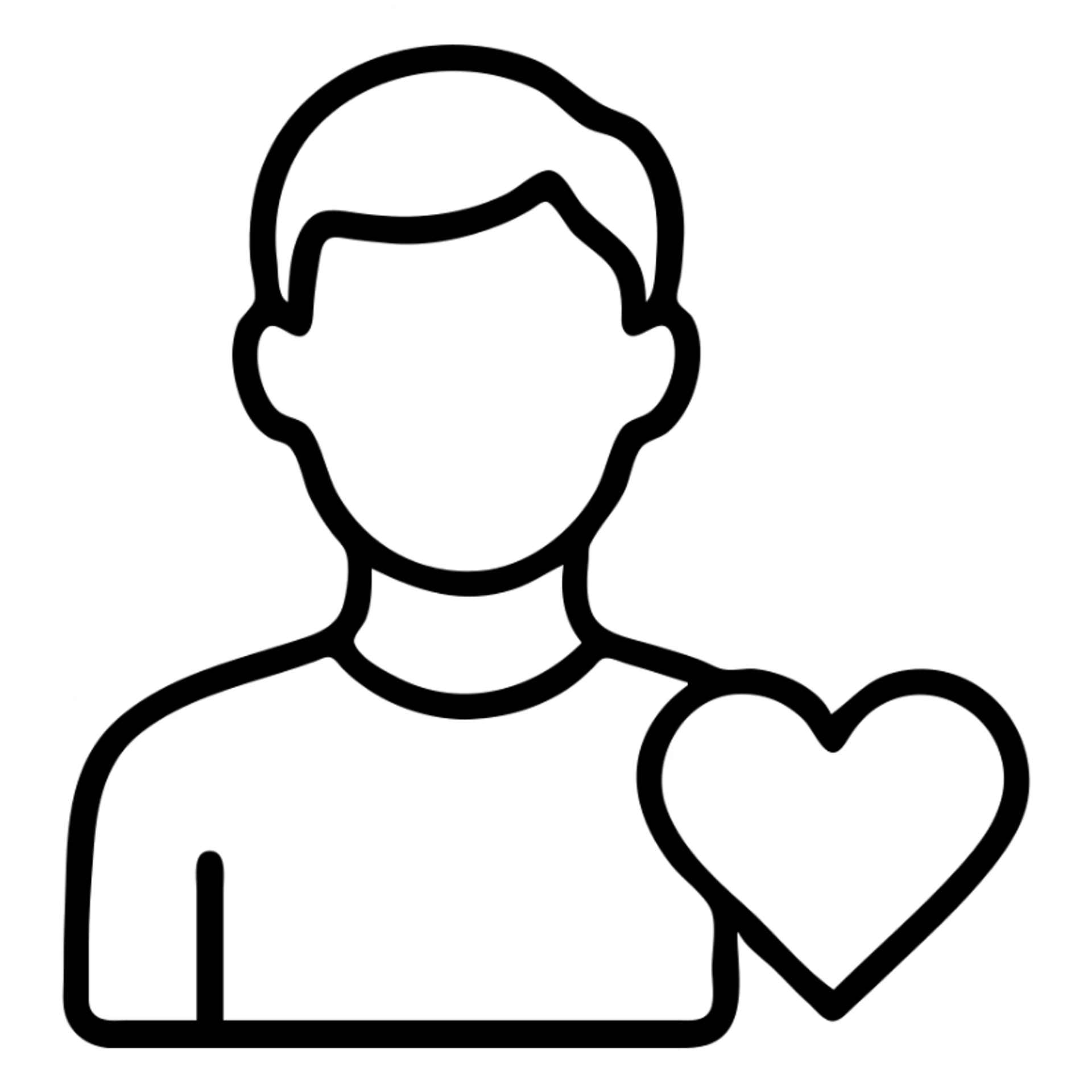 Boyfriend outline icon, male figure with heart symbol sticker