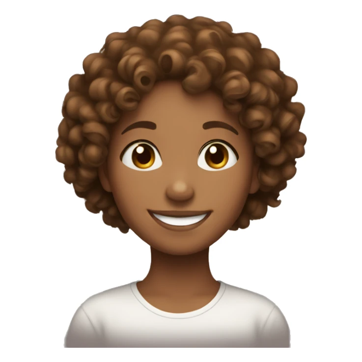 Brown curly hair girl, who is smiling so bright  sticker