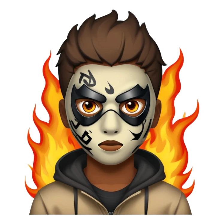 Un garçon qui a un mask de tag avec les yeux en feu sticker