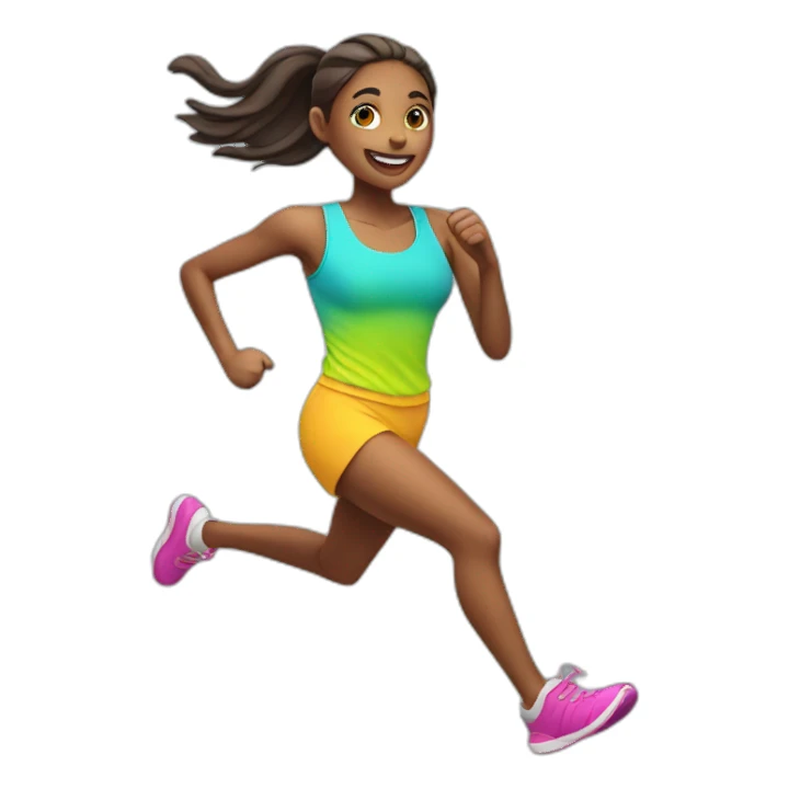 running cartoon girl with bright colors sticker