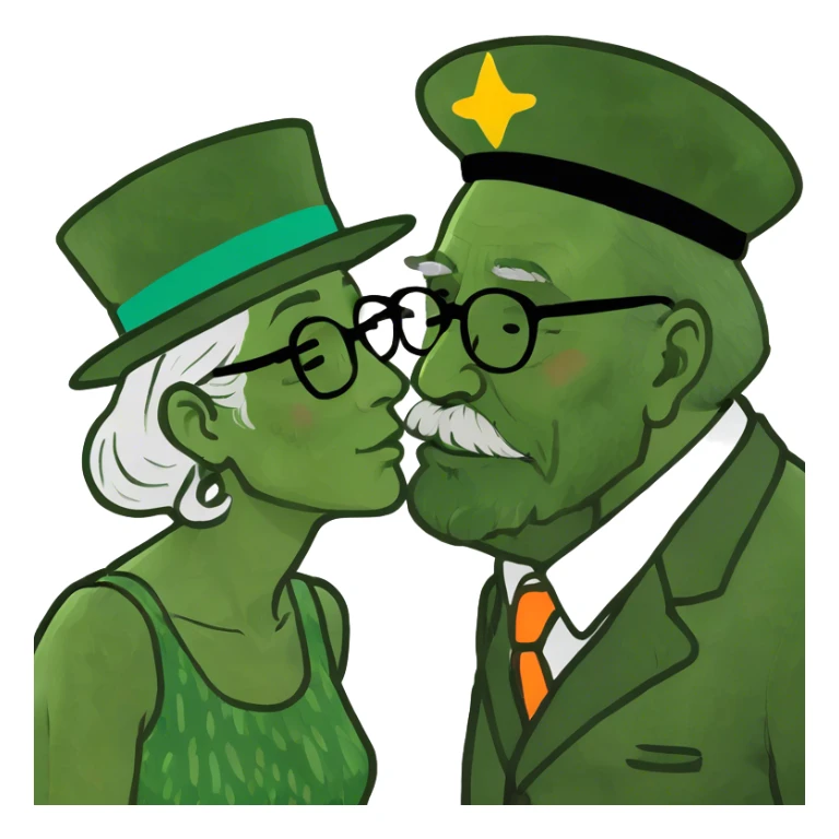 Girl kissing old man sticker