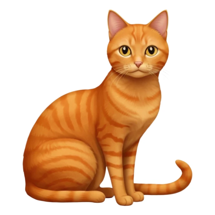 full body solid orange domestic shorthair slim cat with yellow/orange eyes sitting sticker