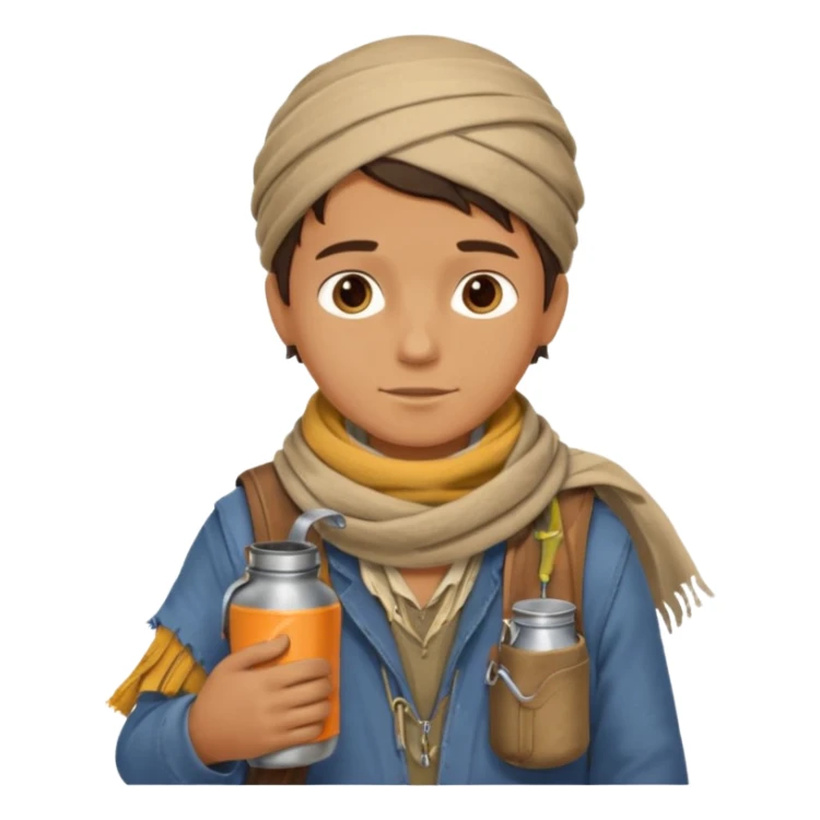 Boy + scarf + canteen,Desert Nomads. sticker