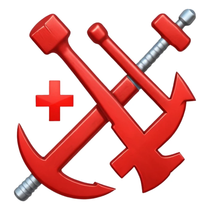 hammer and sickle crossed out with a red cross sticker