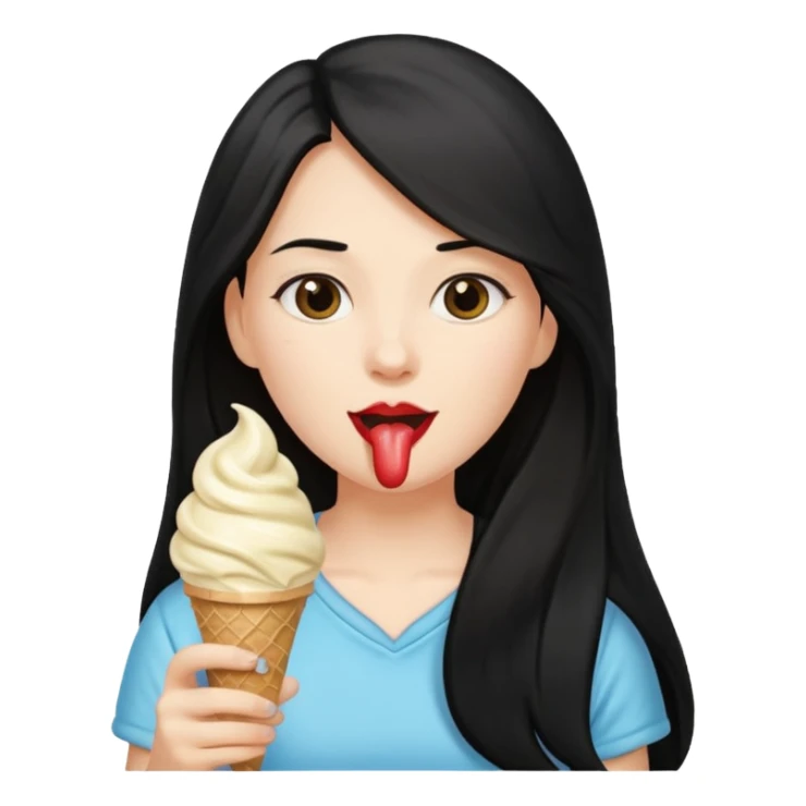 women with black long hair with ice cream sticker