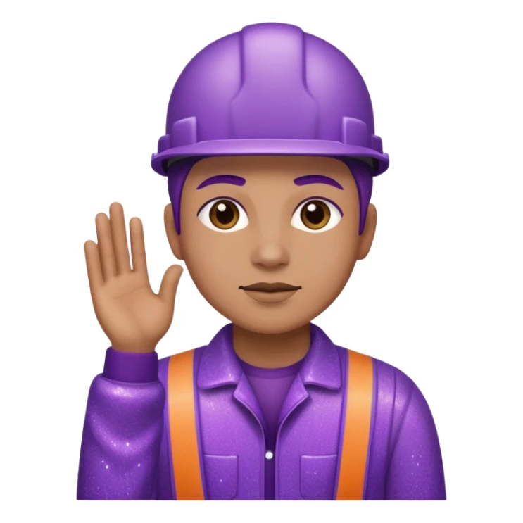 industrial worker wearing purple glittery clothes sticker