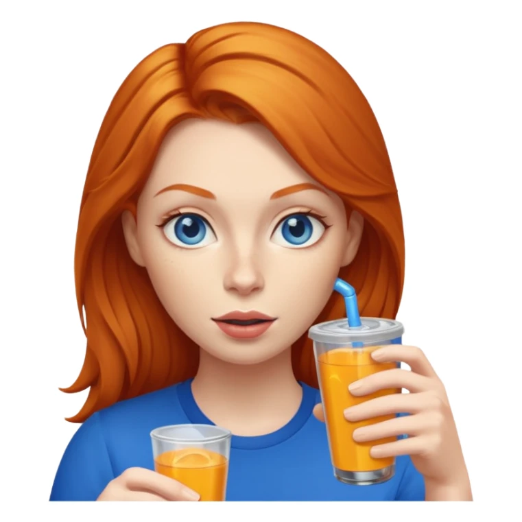 ginger woman sipping energy drink blue eyes sticker