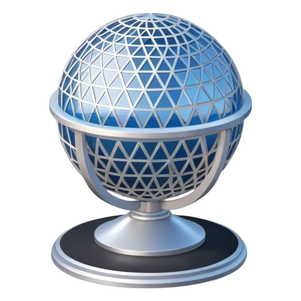 Isometric exterior Walt Disney World Epcot sphere, dollhouse style 3D realistic  sticker