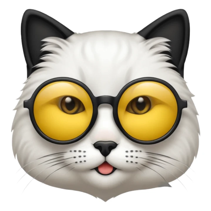 chat blanc à lunette a verre noir sticker