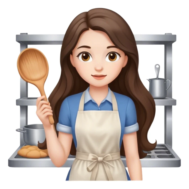 beautiful pale brunette girl with long hair baking sticker