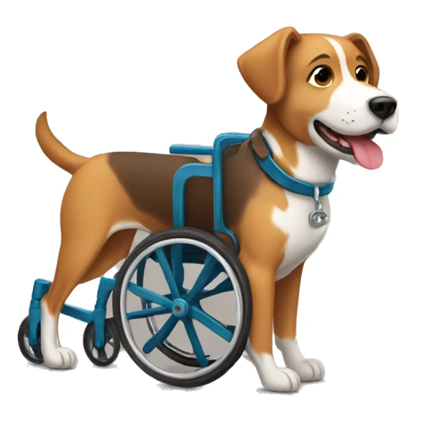 Brown and light brown Dog with a wheelchair sticker
