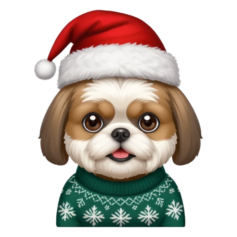 Small all OVER dark grey faced shih tzu christmas sweater hat sticker
