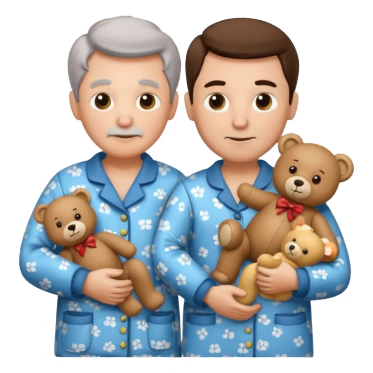 ma and pa kettle wearing pajamas and holding teddy bears sticker