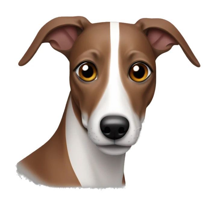 Red brown black striped whippet dog with white spots on face sticker