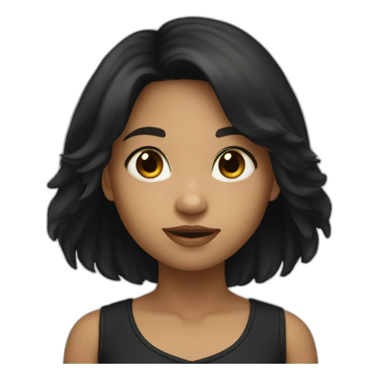 a girl with black long hair in black sticker
