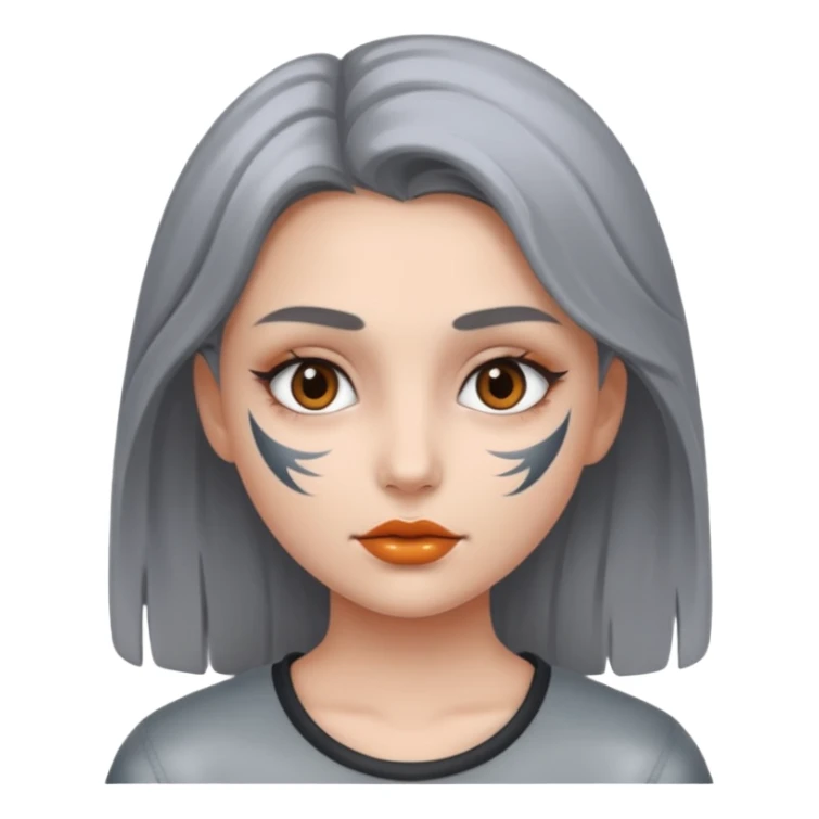 gray metal painted girl face included sticker