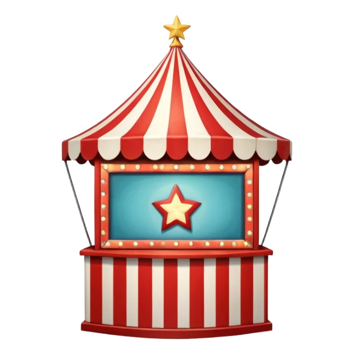 A circus ticket booth with retro lights and star-shaped sign. sticker