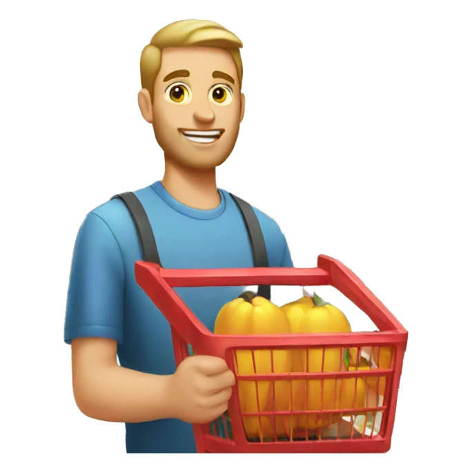 white man with product cart in the supermarket sticker