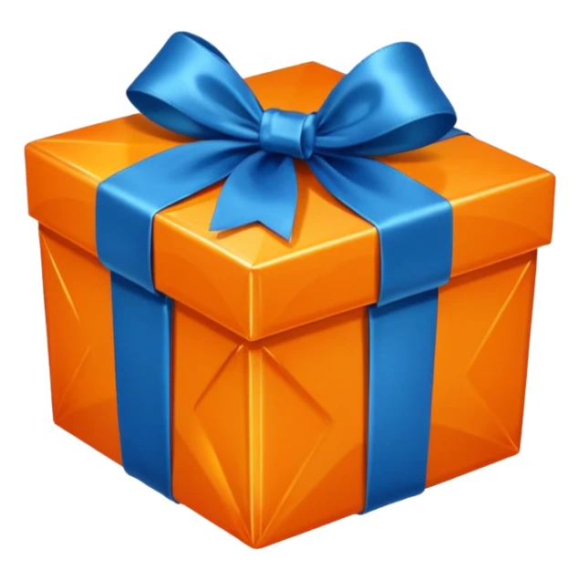 crystal orange gift box with blue ribbon sticker