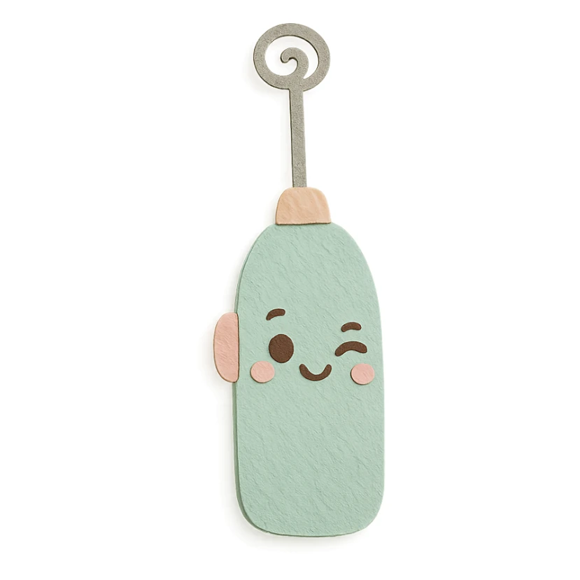 cute milk frother, full body, winking, soft pastel kawaii style sticker