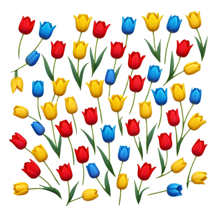 primary color tulips - red, blue, and yellow tulip flowers sticker