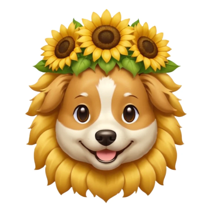 dog sitting with sunflower crown sticker