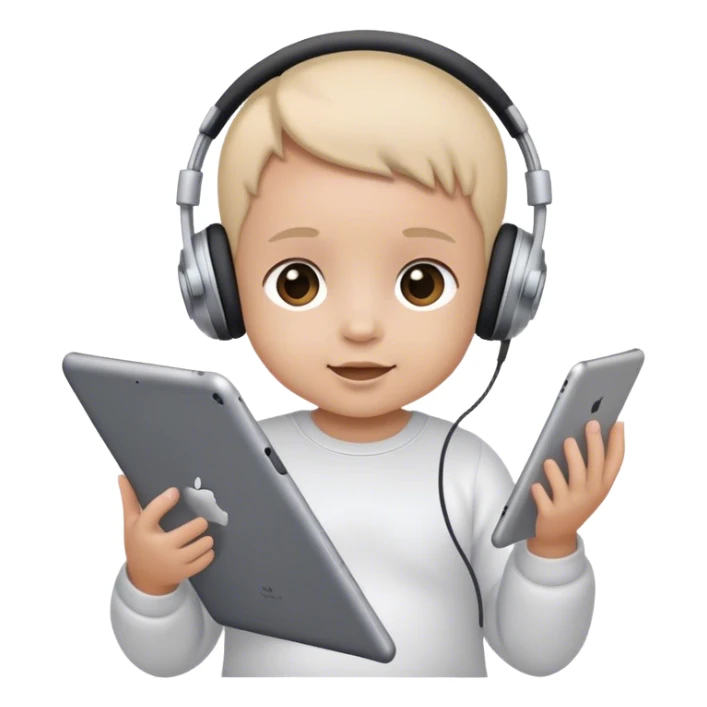 Baby with iPad and headphones sticker