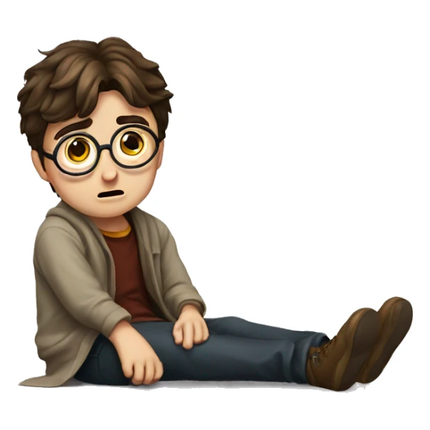harry potter sitting on the floor and looking down, suprised face sticker